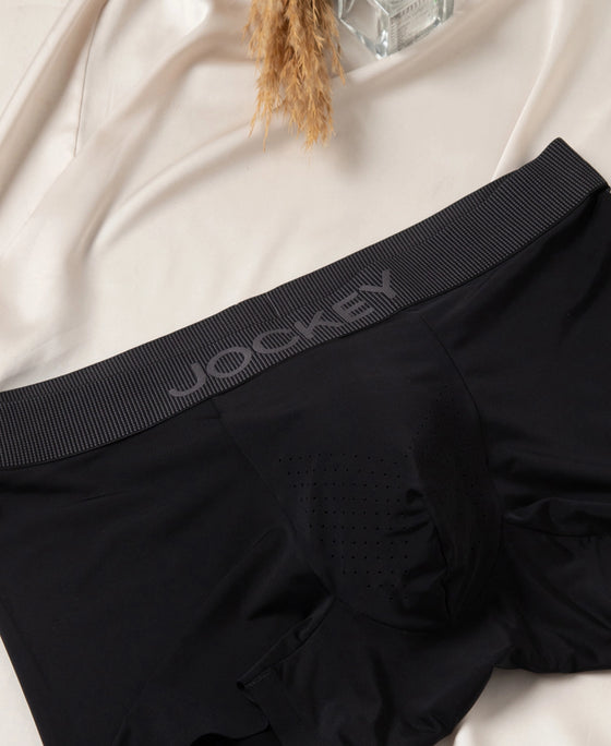 Tactouch Microfiber Elastane Stretch Seamfree Bonded Tech Solid Trunk with Internal Breathable Mesh - Black