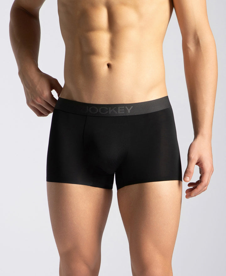 Tactouch Microfiber Elastane Stretch Seamfree Bonded Tech Solid Trunk with Internal Breathable Mesh - Black
