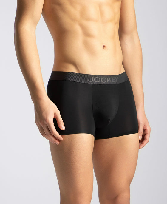 Tactouch Microfiber Elastane Stretch Seamfree Bonded Tech Solid Trunk with Internal Breathable Mesh - Black