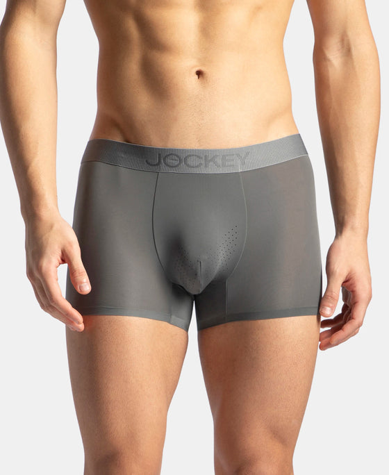 Tactouch Microfiber Elastane Stretch Seamfree Bonded Tech Solid Trunk with Internal Breathable Mesh - Grey
