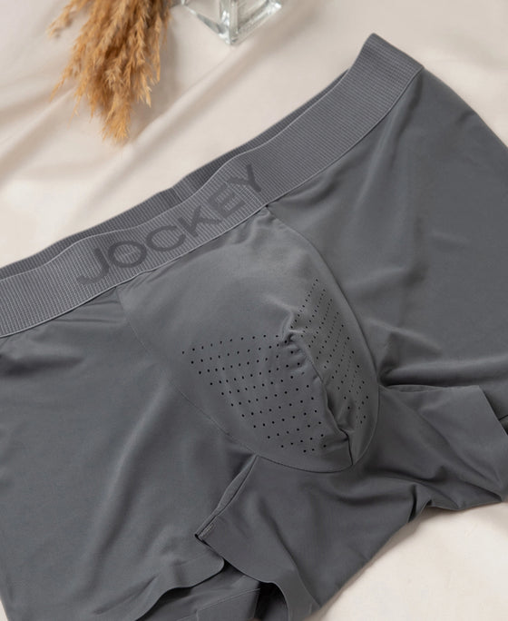 Tactouch Microfiber Elastane Stretch Seamfree Bonded Tech Solid Trunk with Internal Breathable Mesh - Grey