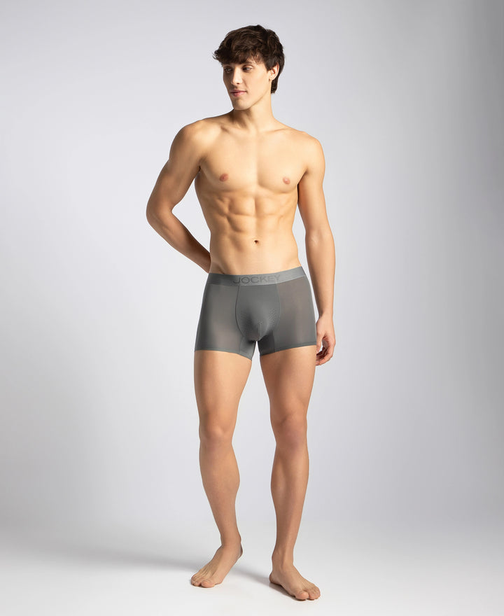 Tactouch Microfiber Elastane Stretch Seamfree Bonded Tech Solid Trunk with Internal Breathable Mesh - Grey