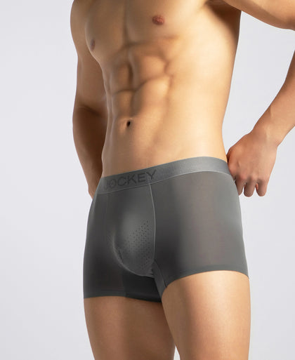 Tactouch Microfiber Elastane Stretch Seamfree Bonded Tech Solid Trunk with Internal Breathable Mesh - Grey