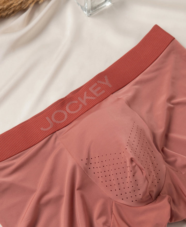 Tactouch Microfiber Elastane Stretch Seamfree Bonded Tech Solid Trunk with Internal Breathable Mesh - Terracotta