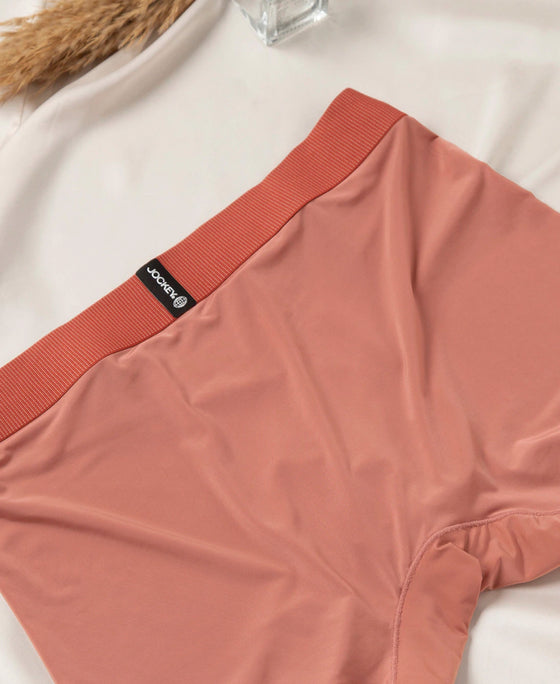 Tactouch Microfiber Elastane Stretch Seamfree Bonded Tech Solid Trunk with Internal Breathable Mesh - Terracotta