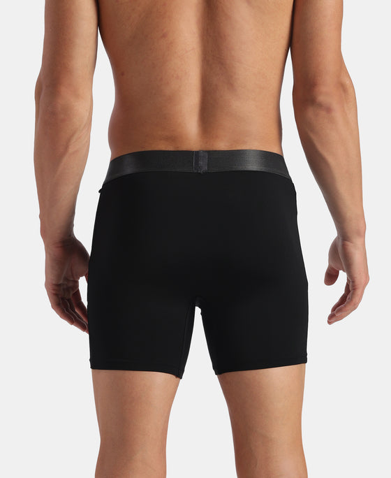 Tencel Microfiber Elastane Stretch Solid Boxer Brief with Natural StayFresh Properties - Black