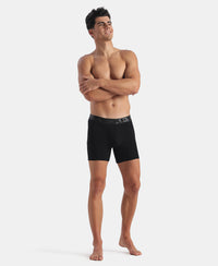 Tencel Microfiber Elastane Stretch Solid Boxer Brief with Natural StayFresh Properties - Black