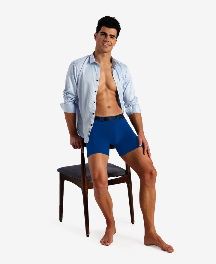 Tencel Microfiber Elastane Stretch Solid Boxer Brief with Natural StayFresh Properties - Royal Blue