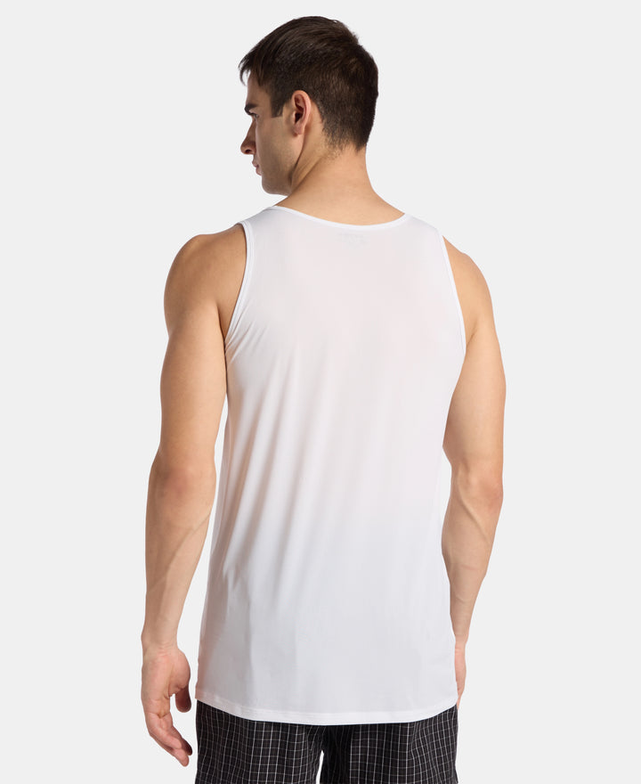 Microfiber Mesh Elastane Stretch Sleeveless Vest with Breathable Mesh - White