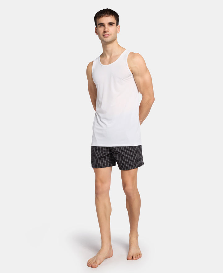 Microfiber Mesh Elastane Stretch Sleeveless Vest with Breathable Mesh - White