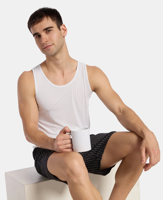 Microfiber Mesh Elastane Stretch Sleeveless Vest with Breathable Mesh - White