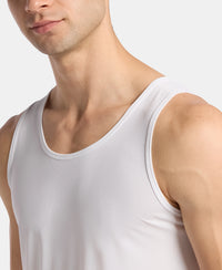 Microfiber Mesh Elastane Stretch Sleeveless Vest with Breathable Mesh - White