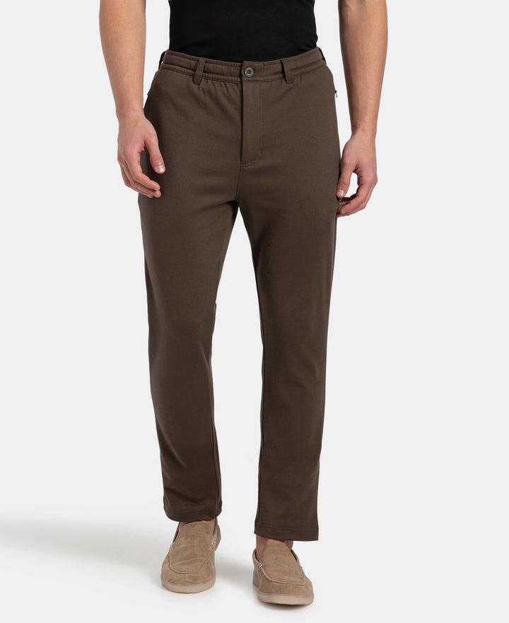 Super Combed Cotton Rich Elastane Stretch Slim Fit All Day Pants with Pockets - Black Olive