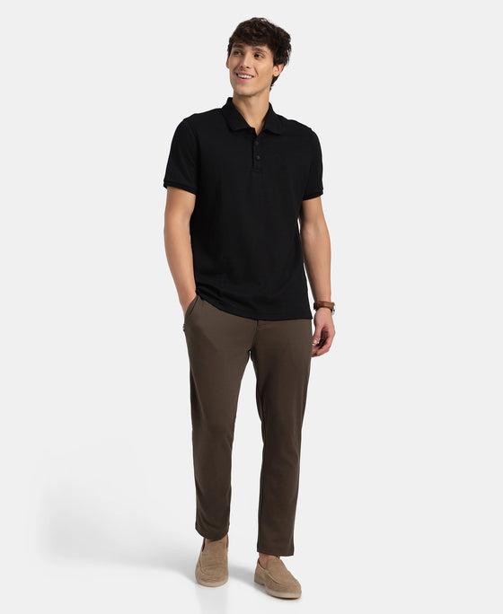Super Combed Cotton Rich Elastane Stretch Slim Fit All Day Pants with Pockets - Black Olive
