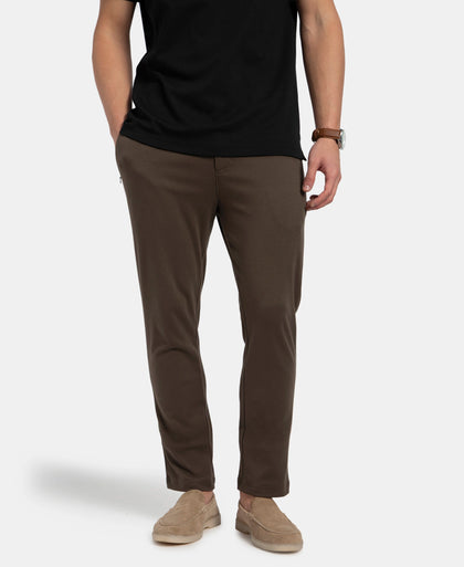 Super Combed Cotton Rich Elastane Stretch Straight Fit All Day Pants with Pockets - Black Olive