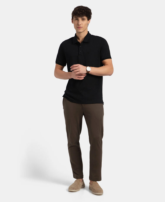 Super Combed Cotton Rich Elastane Stretch Slim Fit All Day Pants with Pockets - Black Olive