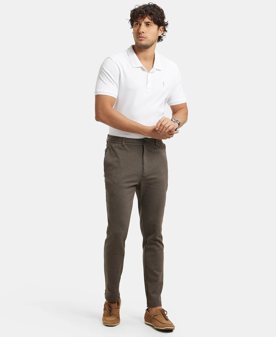 Super Combed Cotton Rich Elastane Stretch Slim Fit All Day Pants with Pockets - Black Olive Ash