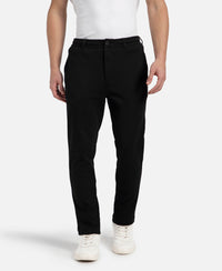 Super Combed Cotton Rich Elastane Stretch Slim Fit All Day Pants with Pockets - Solid Black