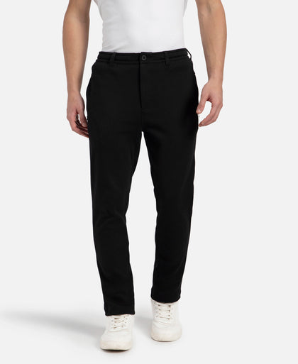 Super Combed Cotton Rich Elastane Stretch Slim Fit All Day Pants with Pockets - Solid Black