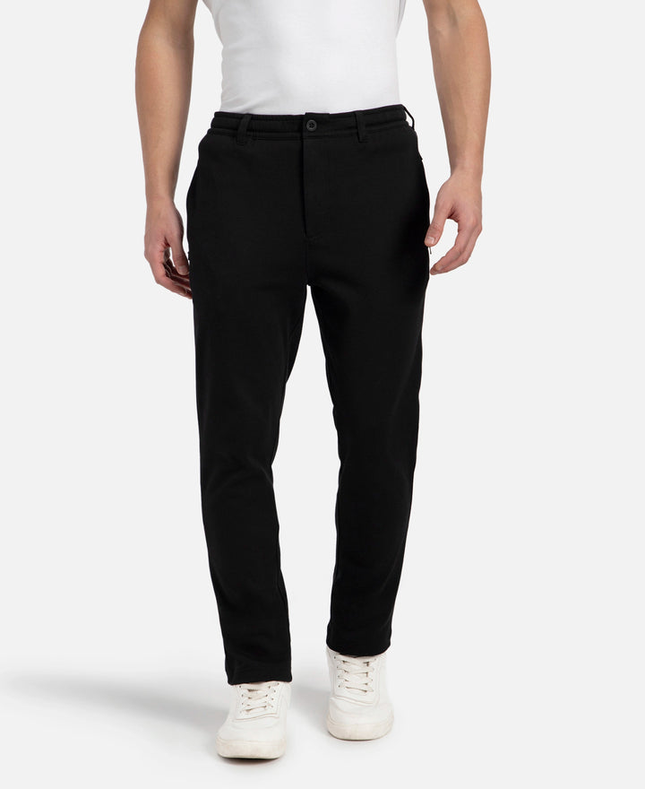 Super Combed Cotton Rich Elastane Stretch Slim Fit All Day Pants with Pockets - Solid Black