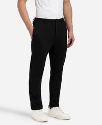 Super Combed Cotton Rich Elastane Stretch Slim Fit All Day Pants with Pockets - Solid Black