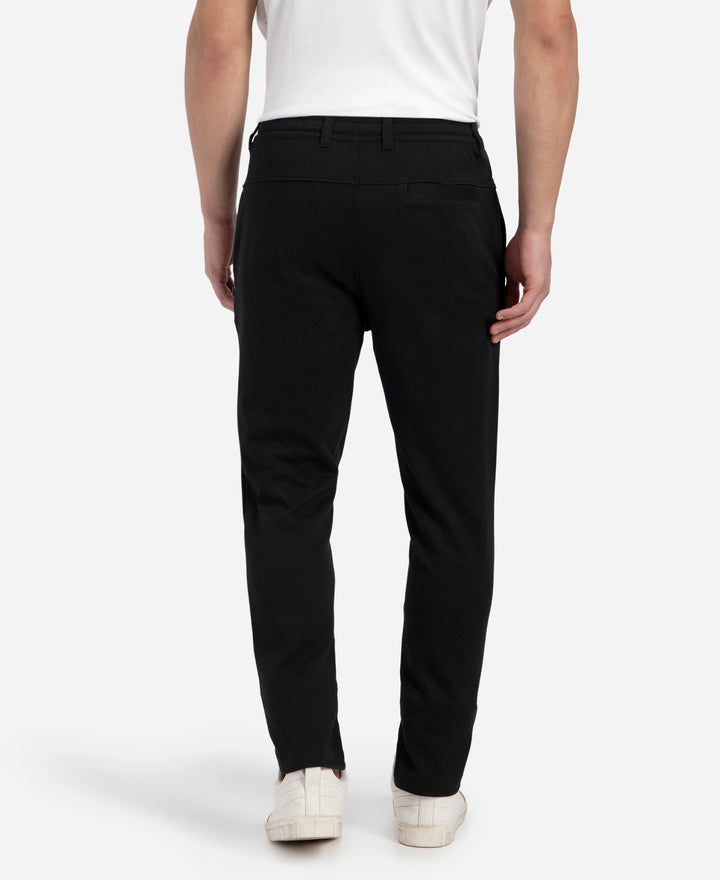 Super Combed Cotton Rich Elastane Stretch Slim Fit All Day Pants with Pockets - Solid Black
