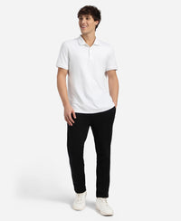Super Combed Cotton Rich Elastane Stretch Slim Fit All Day Pants with Pockets - Solid Black
