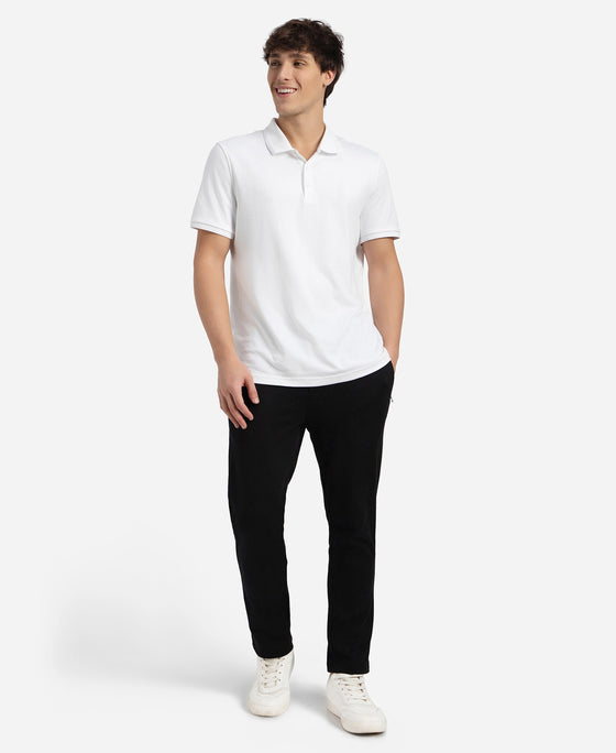 Super Combed Cotton Rich Elastane Stretch Slim Fit All Day Pants with Pockets - Solid Black