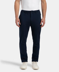 Super Combed Cotton Rich Elastane Stretch Slim Fit All Day Pants with Pockets - Solid Navy