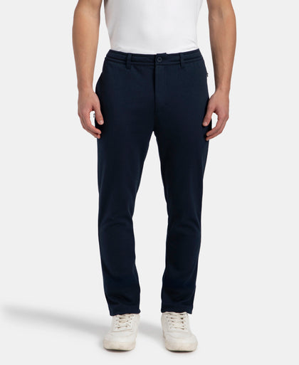 Super Combed Cotton Rich Elastane Stretch Slim Fit All Day Pants with Pockets - Solid Navy