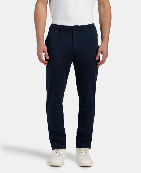 Super Combed Cotton Rich Elastane Stretch Slim Fit All Day Pants with Pockets - Solid Navy