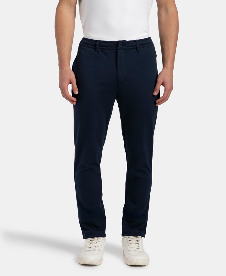 Super Combed Cotton Rich Elastane Stretch Slim Fit All Day Pants with Pockets - Solid Navy