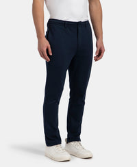 Super Combed Cotton Rich Elastane Stretch Slim Fit All Day Pants with Pockets - Solid Navy