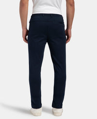 Super Combed Cotton Rich Elastane Stretch Slim Fit All Day Pants with Pockets - Solid Navy