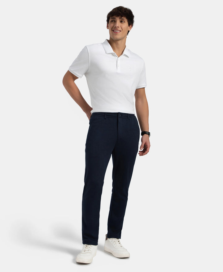 Super Combed Cotton Rich Elastane Stretch Slim Fit All Day Pants with Pockets - Solid Navy