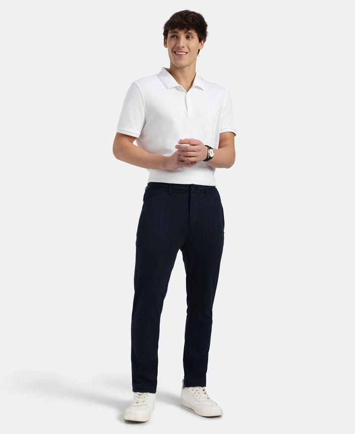 Super Combed Cotton Rich Elastane Stretch Slim Fit All Day Pants with Pockets - Solid Navy