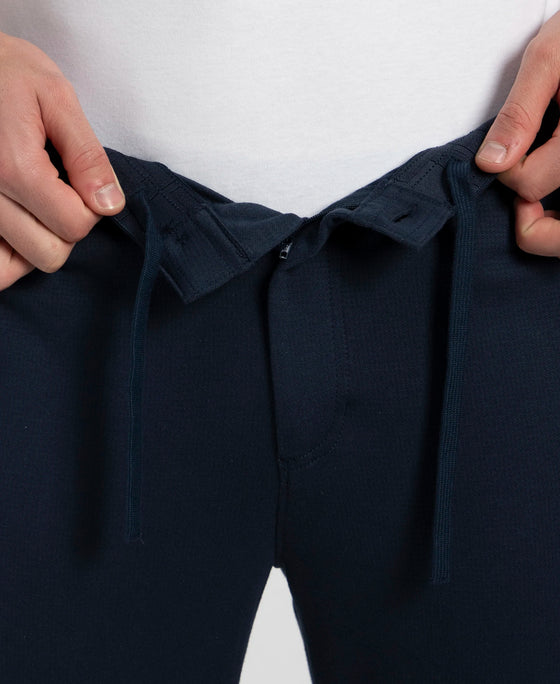 Super Combed Cotton Rich Elastane Stretch Slim Fit All Day Pants with Pockets - Solid Navy