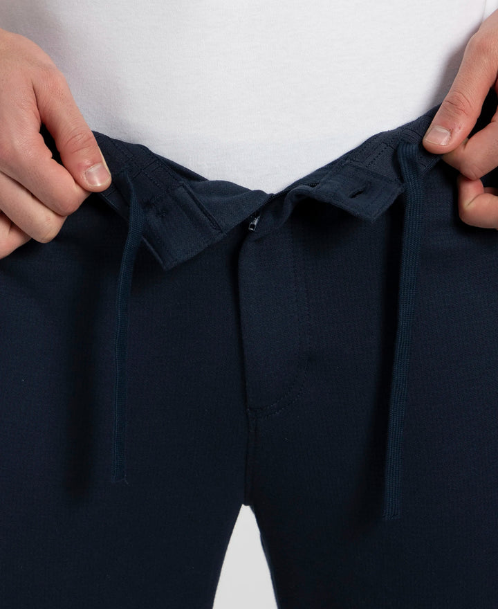 Super Combed Cotton Rich Elastane Stretch Slim Fit All Day Pants with Pockets - Solid Navy