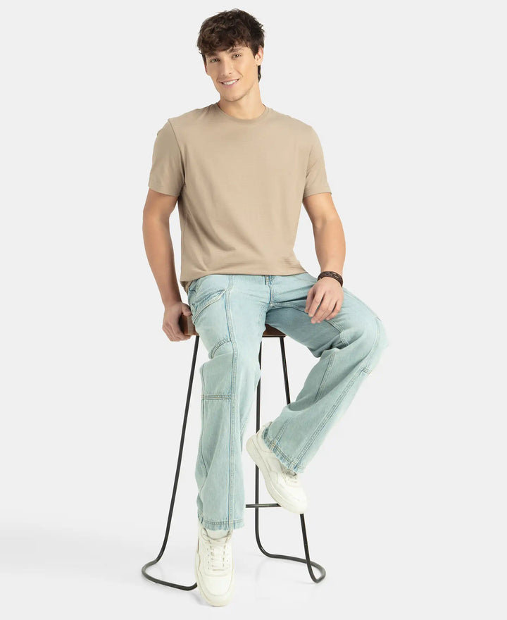 Super Combed Supima Cotton Round Neck Half Sleeve T-Shirt - Desert Taupe