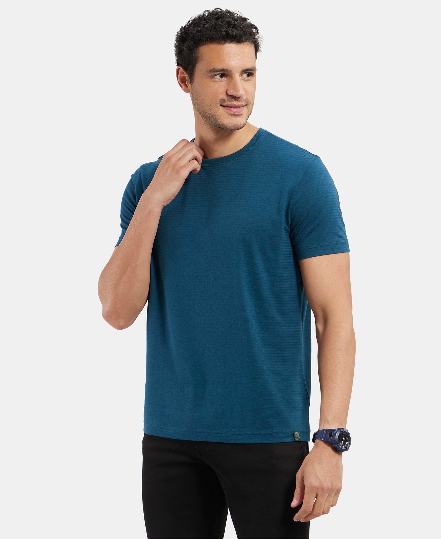 Super Combed Supima Cotton Round Neck Half Sleeve T-Shirt - Reflecting Pond