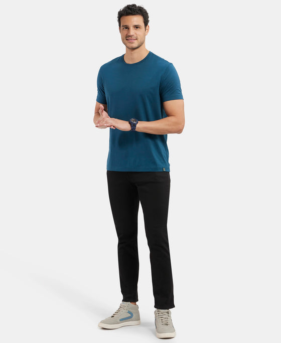 Super Combed Supima Cotton Round Neck Half Sleeve T-Shirt - Reflecting Pond