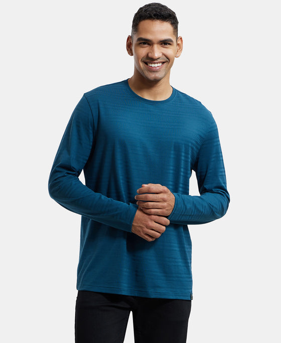 Super Combed Supima Cotton Solid Round Neck Full Sleeve T-Shirt - Reflecting Pond