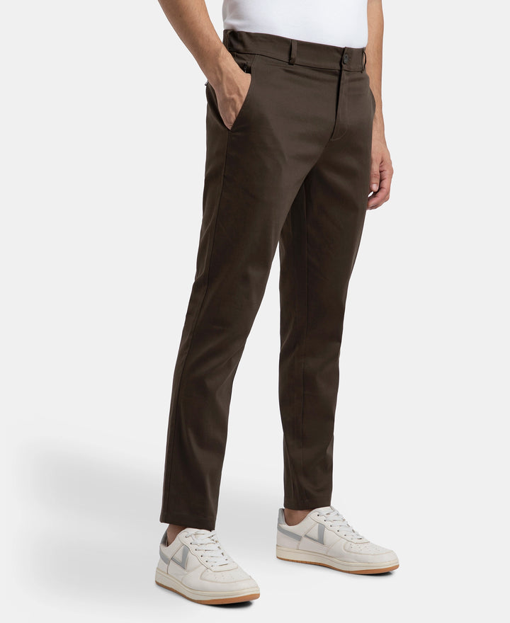 Super Combed Cotton Rich Elastane Stretch Woven Fabric Slim Fit All Day Pants - Black Olive