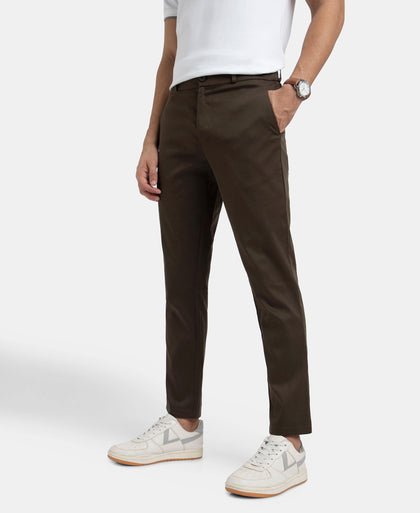 Super Combed Cotton Rich Elastane Stretch Woven Fabric Slim Fit All Day Pants - Black Olive