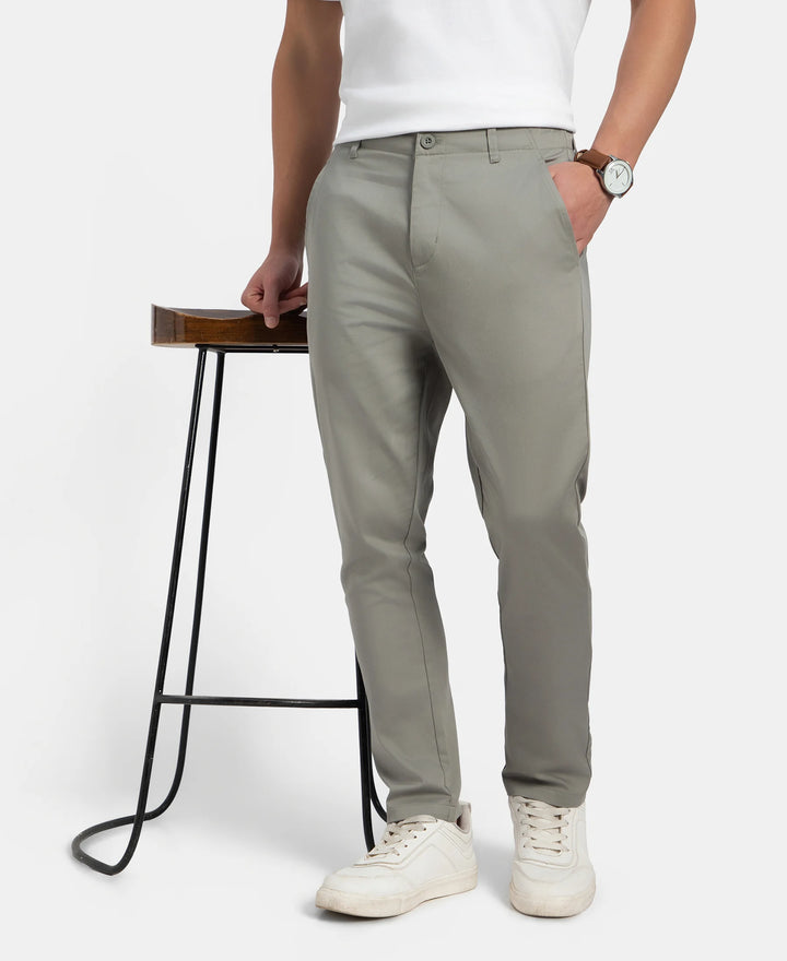 Super Combed Cotton Rich Elastane Stretch Woven Fabric Slim Fit All Day Pants - Moon Mist