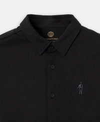 Super Combed Cotton Rich Full Sleeve Knit Shirt - Black