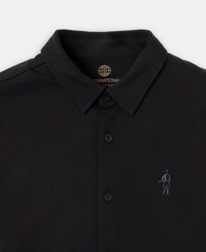 Super Combed Cotton Rich Full Sleeve Knit Shirt - Black