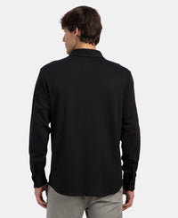 Super Combed Cotton Rich Full Sleeve Knit Shirt - Black