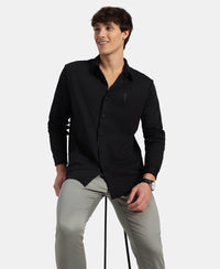 Super Combed Cotton Rich Full Sleeve Knit Shirt - Black