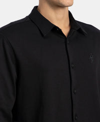 Super Combed Cotton Rich Full Sleeve Knit Shirt - Black